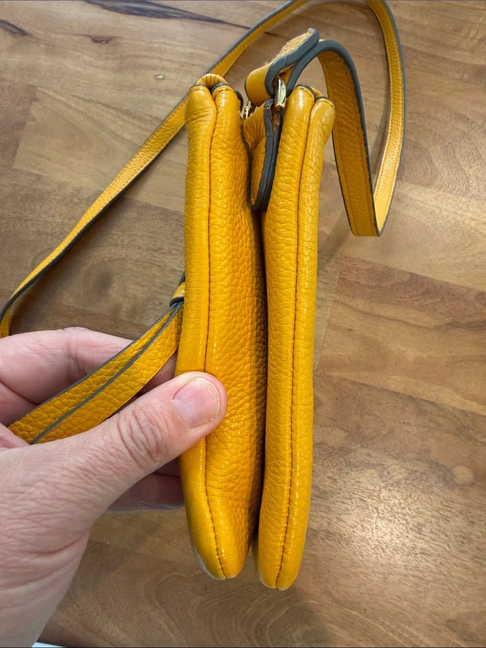 Vince Camuto Bright Mustard Yellow Leather Crossbody with Tassel *EUC*